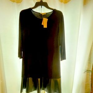 ANNALEE +HOPE  beautiful black dress /tunic. With pleather ruffle . Size L NEW